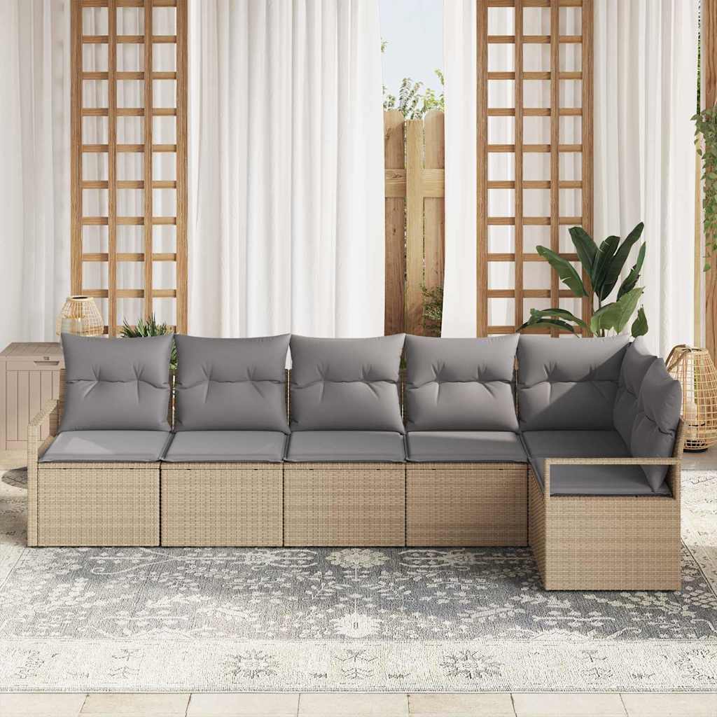 Set di divani 6 pcs Beige polyrattan | homemem39