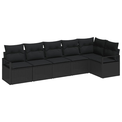 Set di divani 6 pcs Nero polyrattan - homemem39