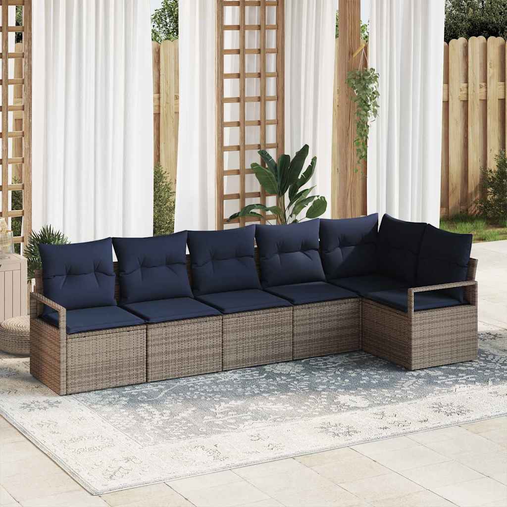 Set di divani 6 pcs Grigio polyrattan | homemem39