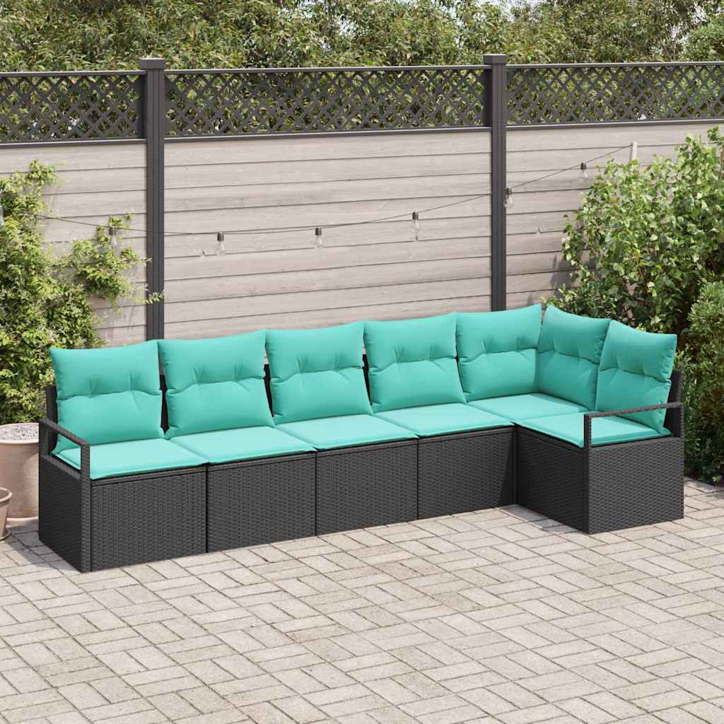 Set di divani 6 pcs Nero polyrattan | homemem39