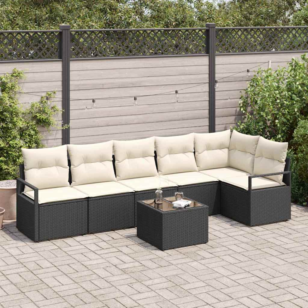 Set di divani 7 pcs Nero polyrattan - homemem39