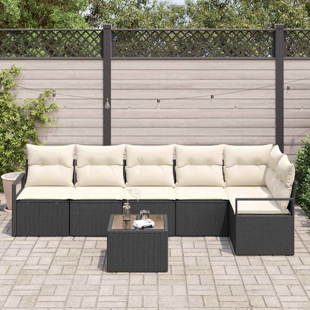 Set di divani 7 pcs Nero polyrattan - homemem39