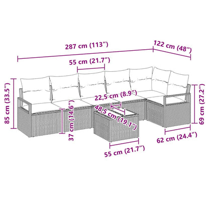 Set di divani con cuscino 7 pcs Marrone polyrattan | homemem39
