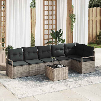 Set di divani con cuscino 7 pcs Grigio polyrattan | homemem39