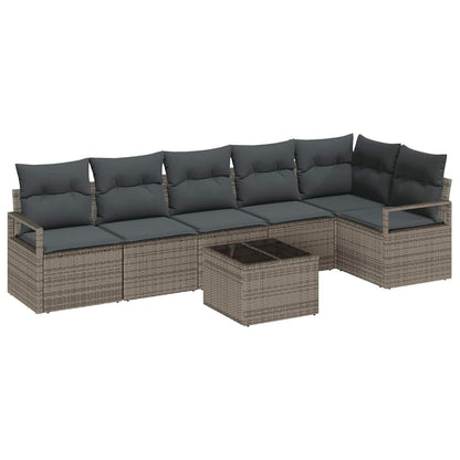 Set di divani con cuscino 7 pcs Grigio polyrattan | homemem39