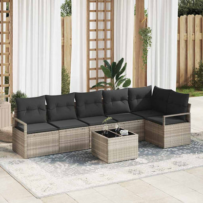 Set di divani 7 pcs Grigio chiaro polyrattan | homemem39