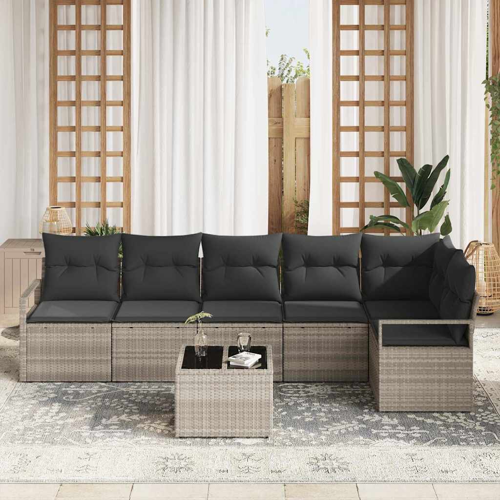 Set di divani 7 pcs Grigio chiaro polyrattan | homemem39