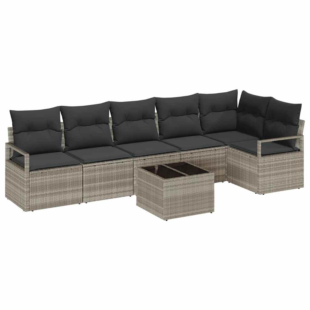 Set di divani 7 pcs Grigio chiaro polyrattan | homemem39
