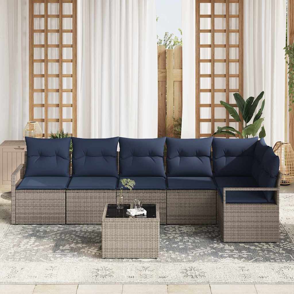 Set di divani 7 pcs Grigio polyrattan | homemem39