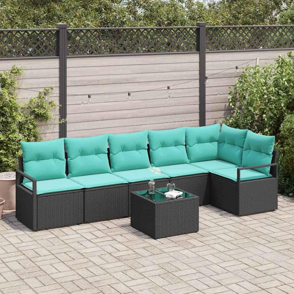 Set di divani 7 pcs Nero polyrattan | homemem39