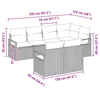 Set di divani con cuscino 7 pcs Marrone polyrattan | homemem39