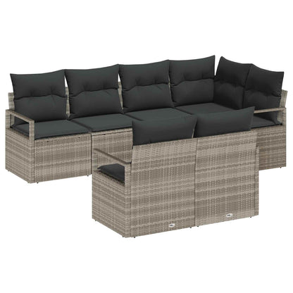 Set di divani 7 pcs Grigio chiaro polyrattan | homemem39