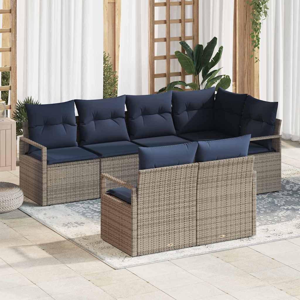 Set di divani 7 pcs Grigio polyrattan | homemem39