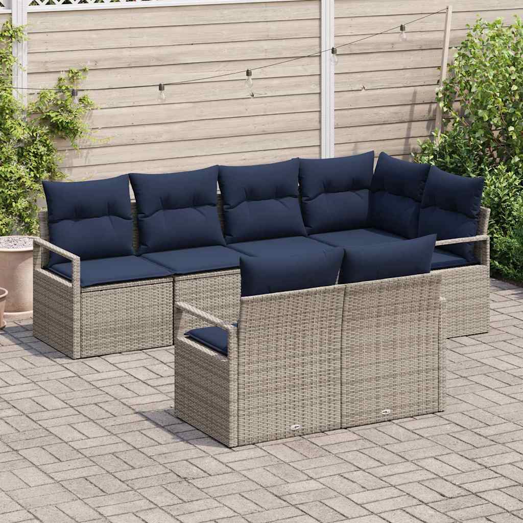 Set di divani 7 pcs Grigio polyrattan | homemem39
