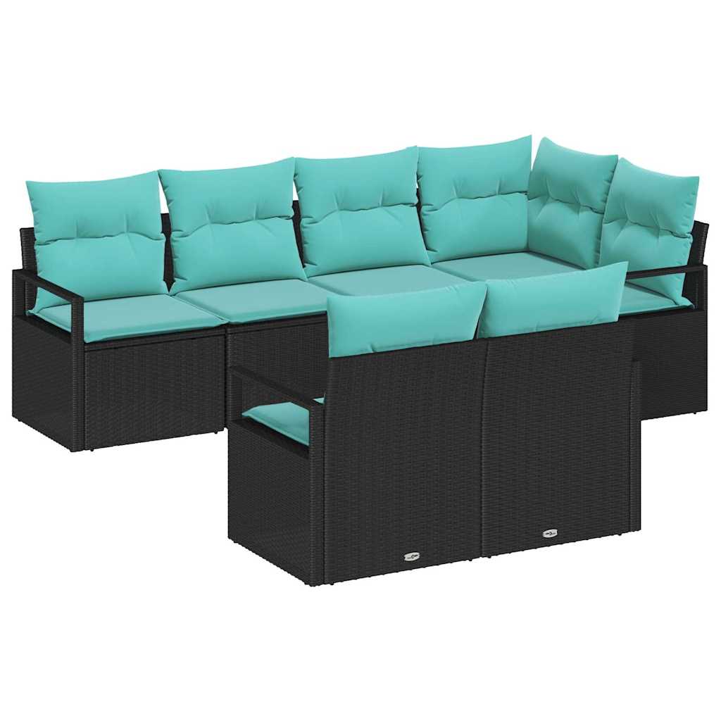 Set di divani 7 pcs Nero polyrattan | homemem39