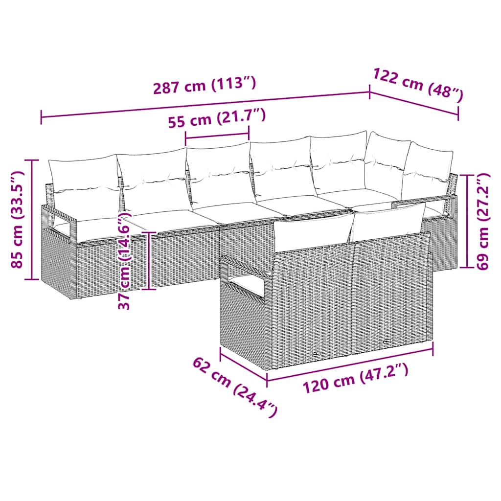 Set di divani 8 pcs Beige polyrattan | homemem39