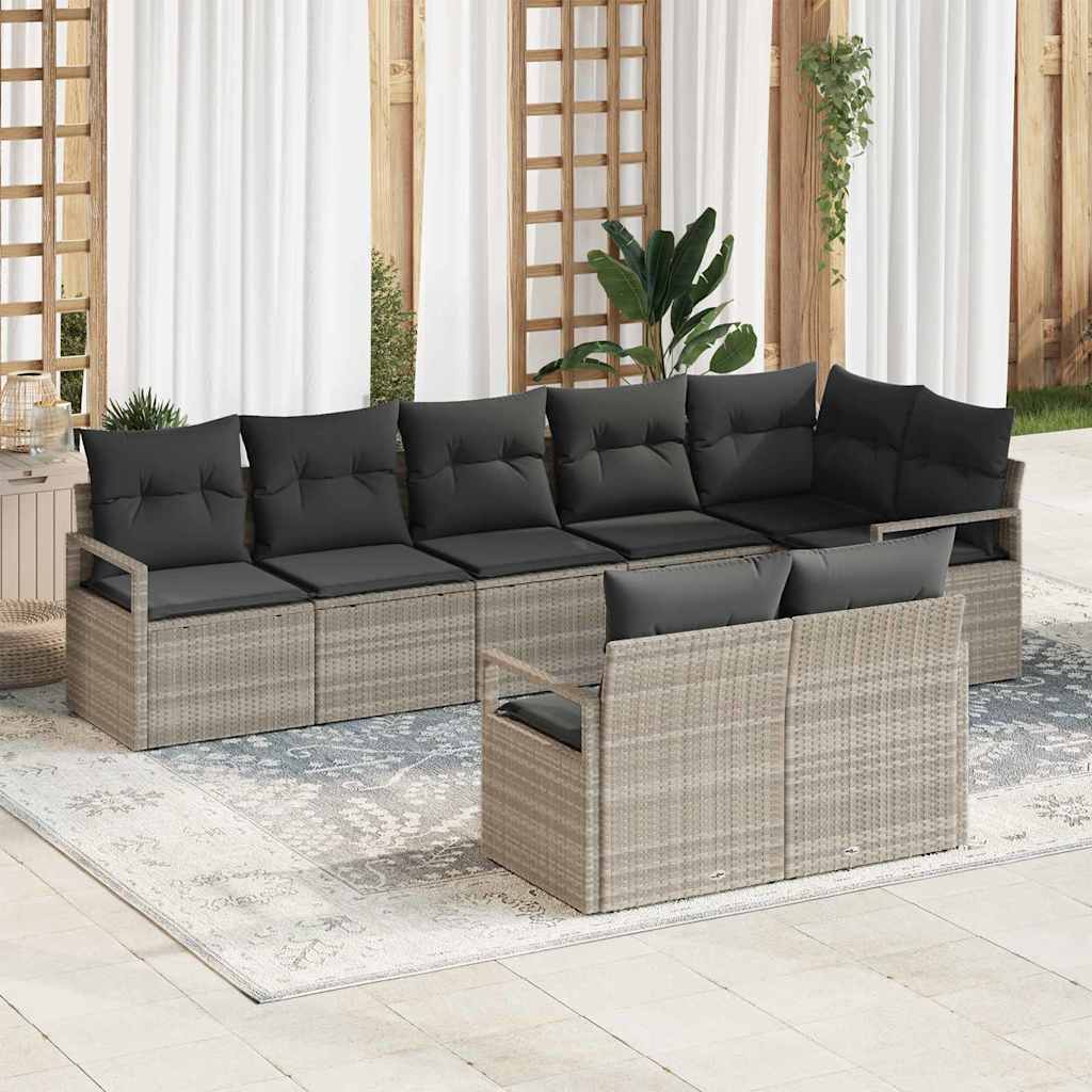 Set di divani 8 pcs Grigio chiaro polyrattan | homemem39