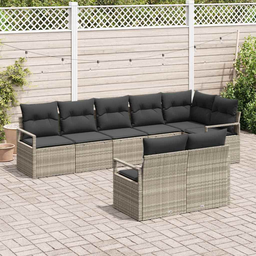 Set di divani 8 pcs Grigio chiaro polyrattan | homemem39
