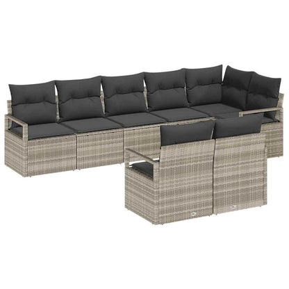 Set di divani 8 pcs Grigio chiaro polyrattan | homemem39