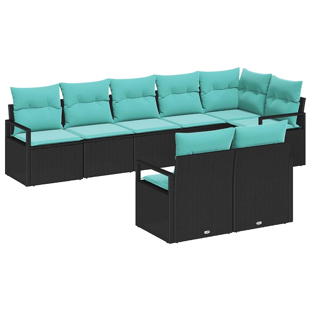 Set di divani 8 pcs Nero polyrattan | homemem39