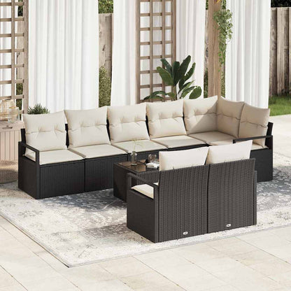 Set di divani con cuscino 9 pcs Nero polyrattan | homemem39