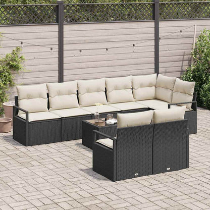 Set di divani con cuscino 9 pcs Nero polyrattan | homemem39