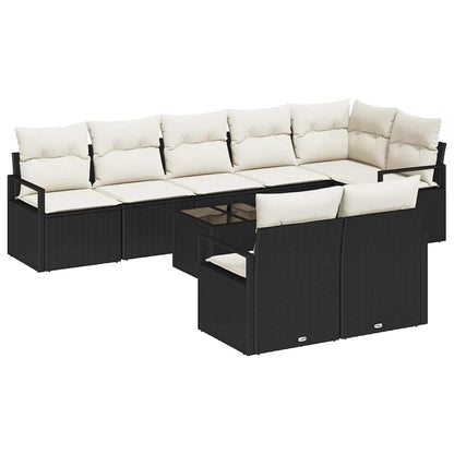 Set di divani con cuscino 9 pcs Nero polyrattan | homemem39