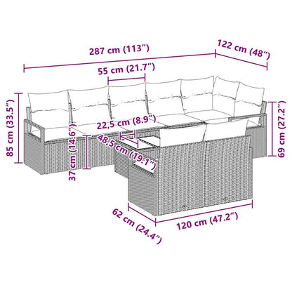 Set di divani con cuscino 9 pcs Nero polyrattan | homemem39