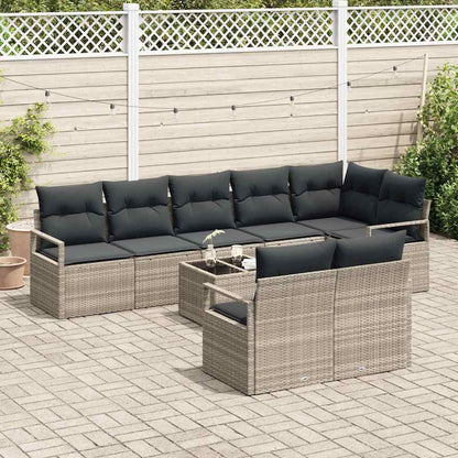 Set di divani con cuscino 9 pcs Grigio chiaro polyrattan | homemem39
