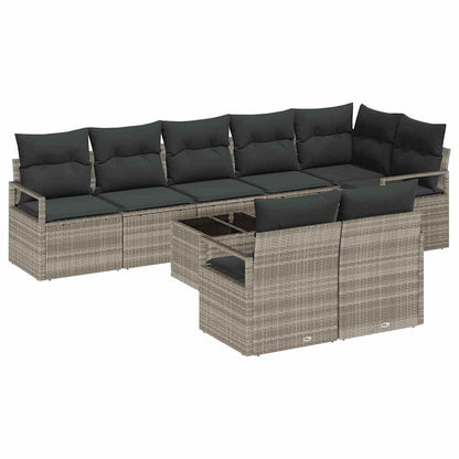 Set di divani con cuscino 9 pcs Grigio chiaro polyrattan | homemem39