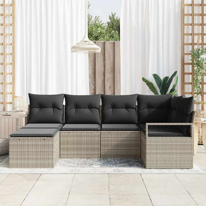 Set di divani 6 pcs Grigio chiaro polyrattan | homemem39
