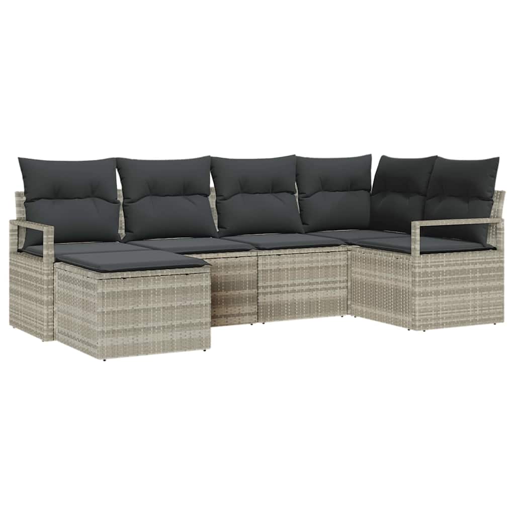 Set di divani 6 pcs Grigio chiaro polyrattan | homemem39