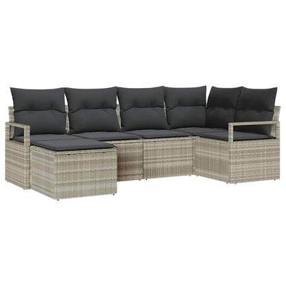 Set di divani 6 pcs Grigio chiaro polyrattan | homemem39