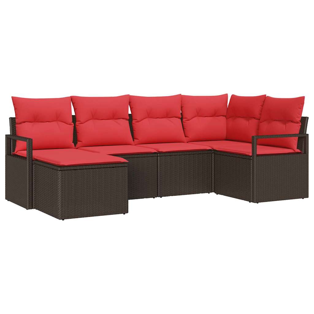 Set di divani con cuscino 6 pcs Marrone polyrattan | homemem39