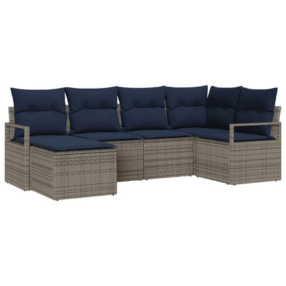 Set di divani con cuscino 6 pcs Grigio polyrattan | homemem39
