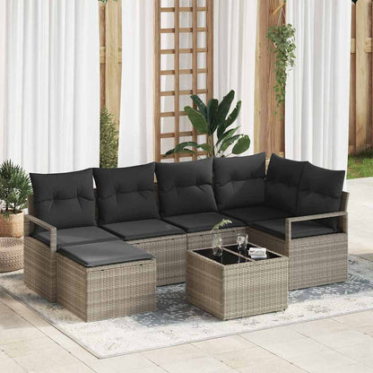 Set di divani 7 pcs Grigio chiaro polyrattan | homemem39