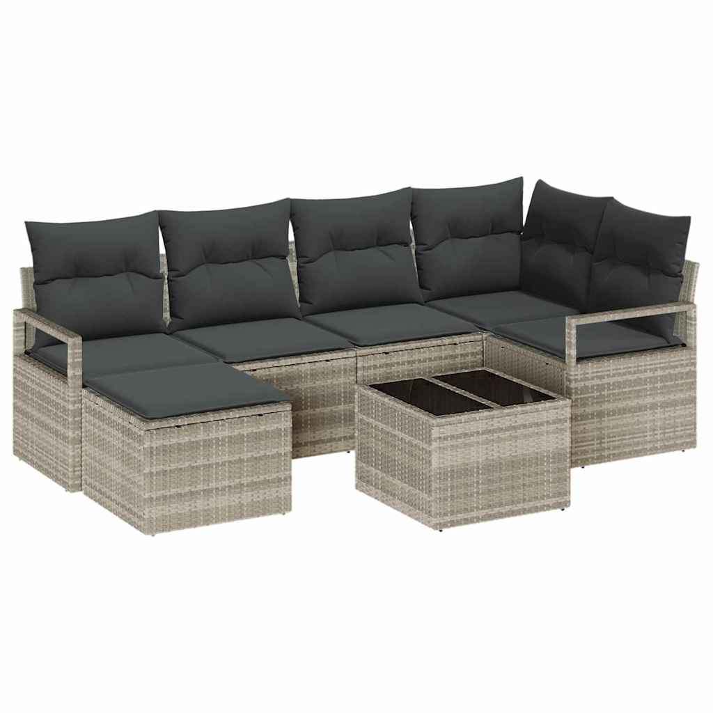 Set di divani 7 pcs Grigio chiaro polyrattan | homemem39