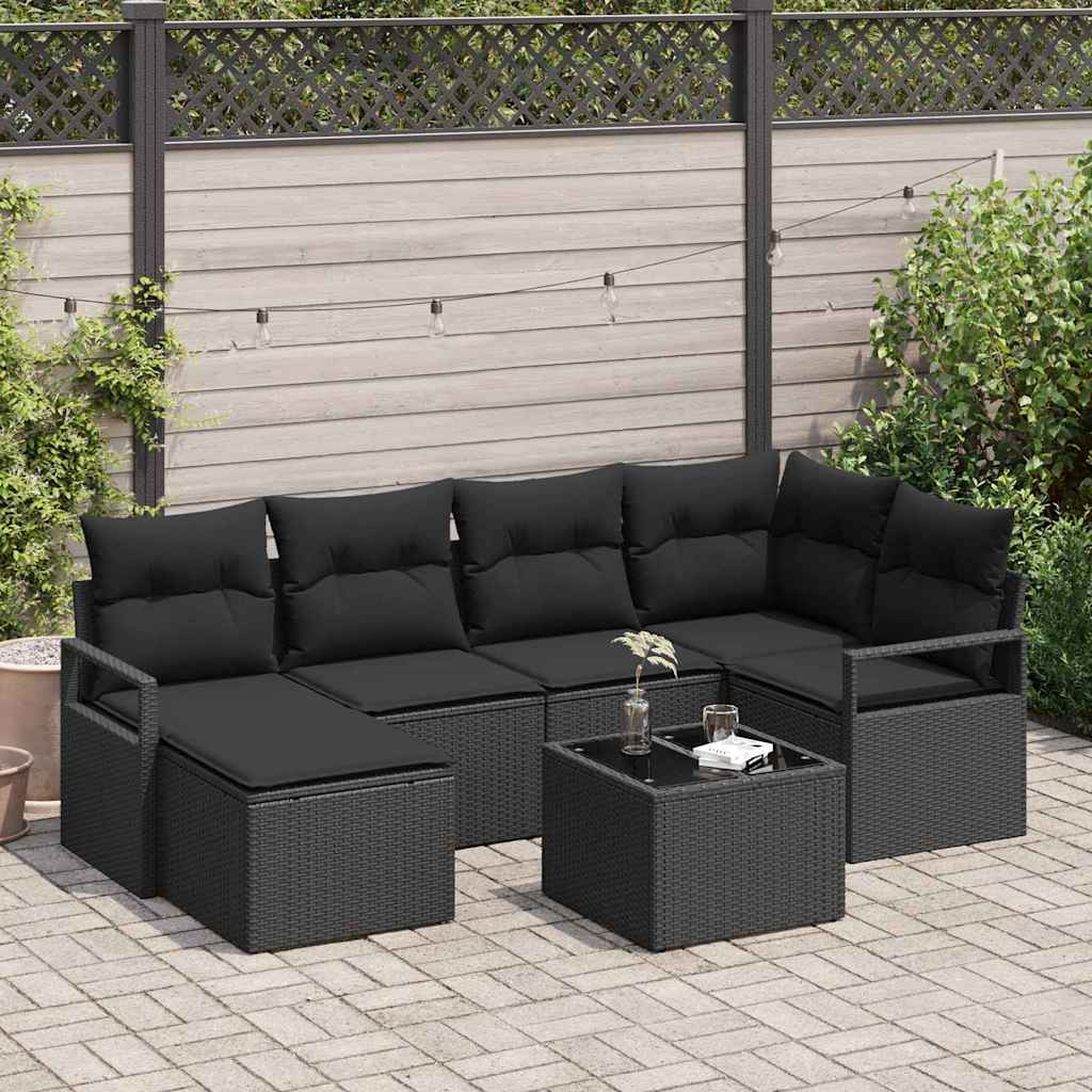 Set di divani 7 pz Nero polyrattan | homemem39