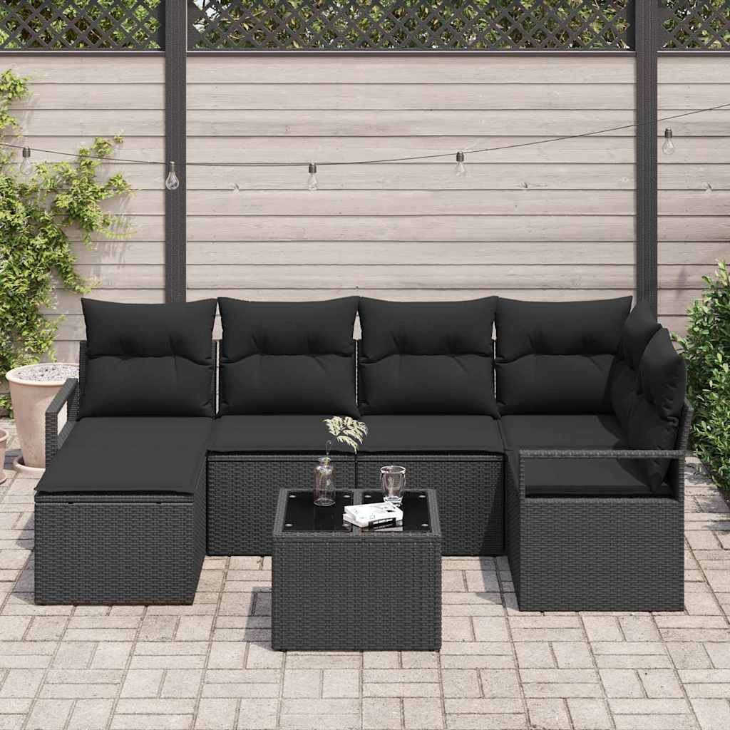 Set di divani 7 pz Nero polyrattan | homemem39