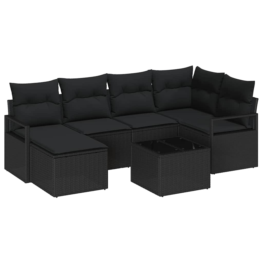 Set di divani 7 pz Nero polyrattan | homemem39