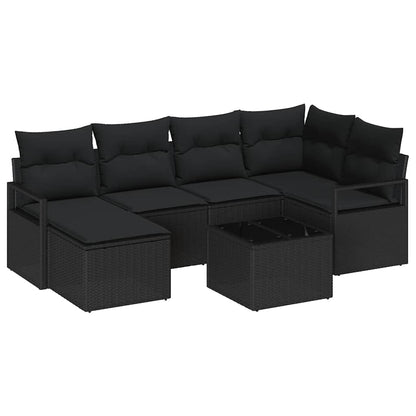 Set di divani 7 pz Nero polyrattan | homemem39