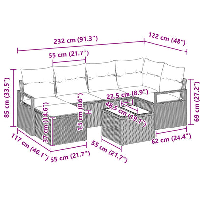 Set di divani 7 pcs Marrone polyrattan | homemem39