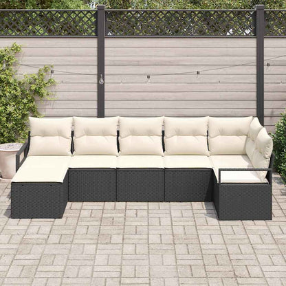 Set di divani con cuscino 7 pcs Nero polyrattan | homemem39