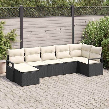 Set di divani con cuscino 7 pcs Nero polyrattan | homemem39