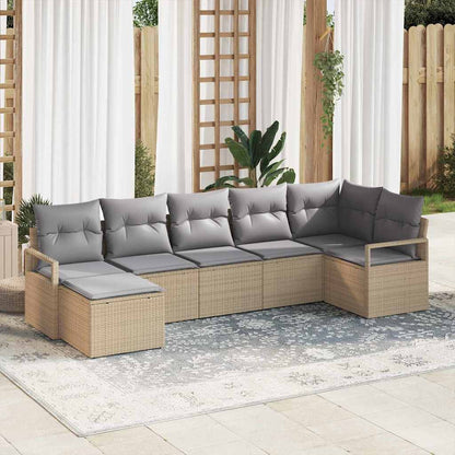Set di divani con cuscino 7 pcs Beige polyrattan | homemem39