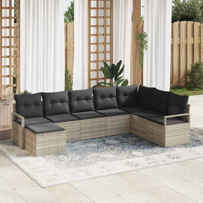 Set di divani con cuscino 7 pcs Grigio chiaro polyrattan | homemem39