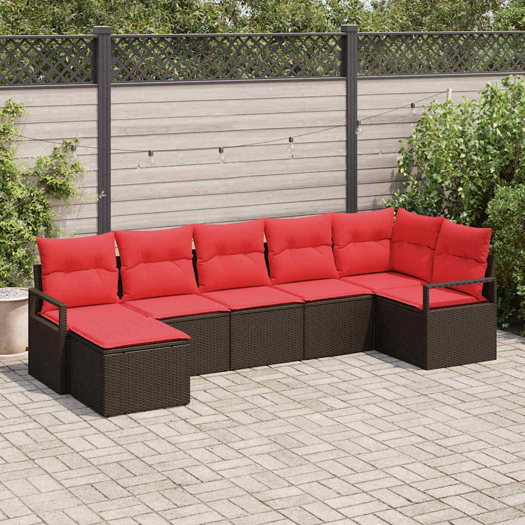 Set di divani con cuscino 7 pcs Marrone polyrattan | homemem39