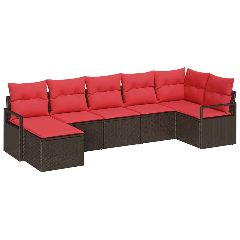 Set di divani con cuscino 7 pcs Marrone polyrattan | homemem39
