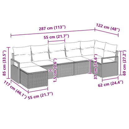 Set di divani con cuscino 7 pcs Marrone polyrattan | homemem39
