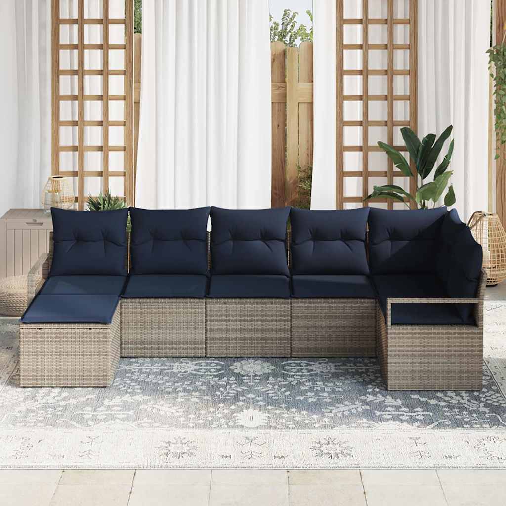 Set di divani 7 pcs Grigio polyrattan | homemem39